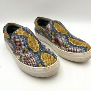 Steve Madden Gills Blue Snakeskin Print Sneakers Size‎ 7.5